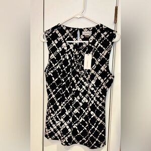 NWT Calvin Klein Black and White Women's Blouse. Size L